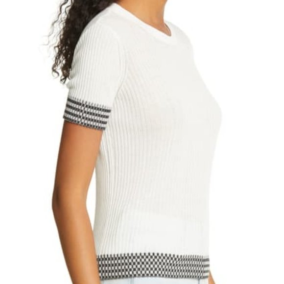 Rag & Bone Artic Check Short Sleeve T-Shirt Top - Picture 5 of 7